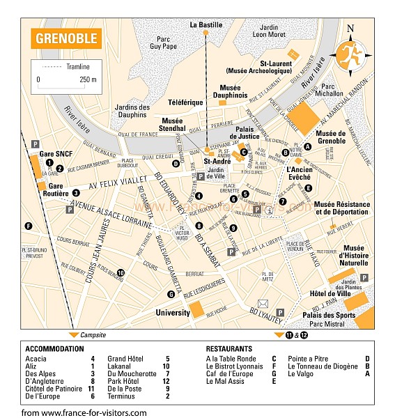 Grenoble tourist map