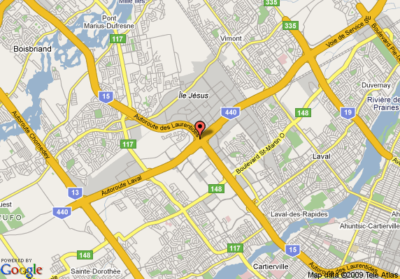 Laval hotels map