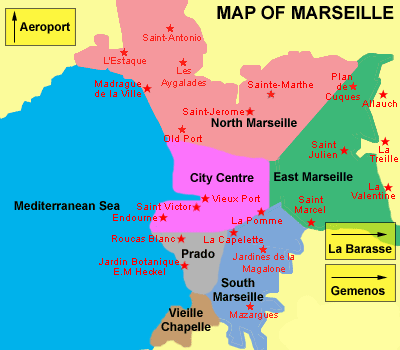 Marseille districts map