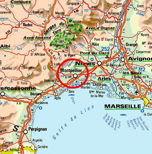 Montpellier regions map