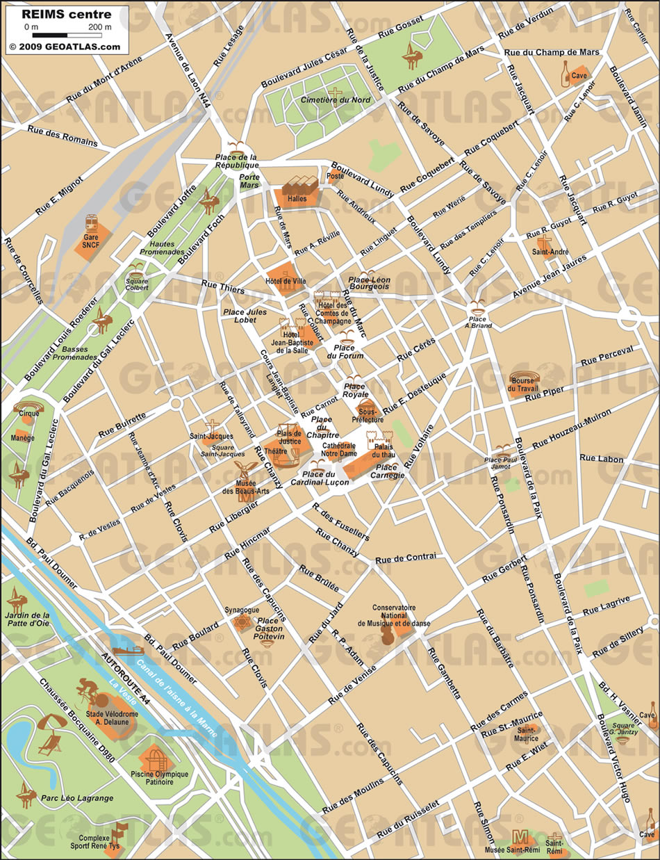 Reims center map