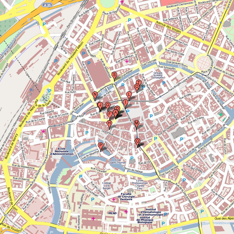 Strasbourg hotels map