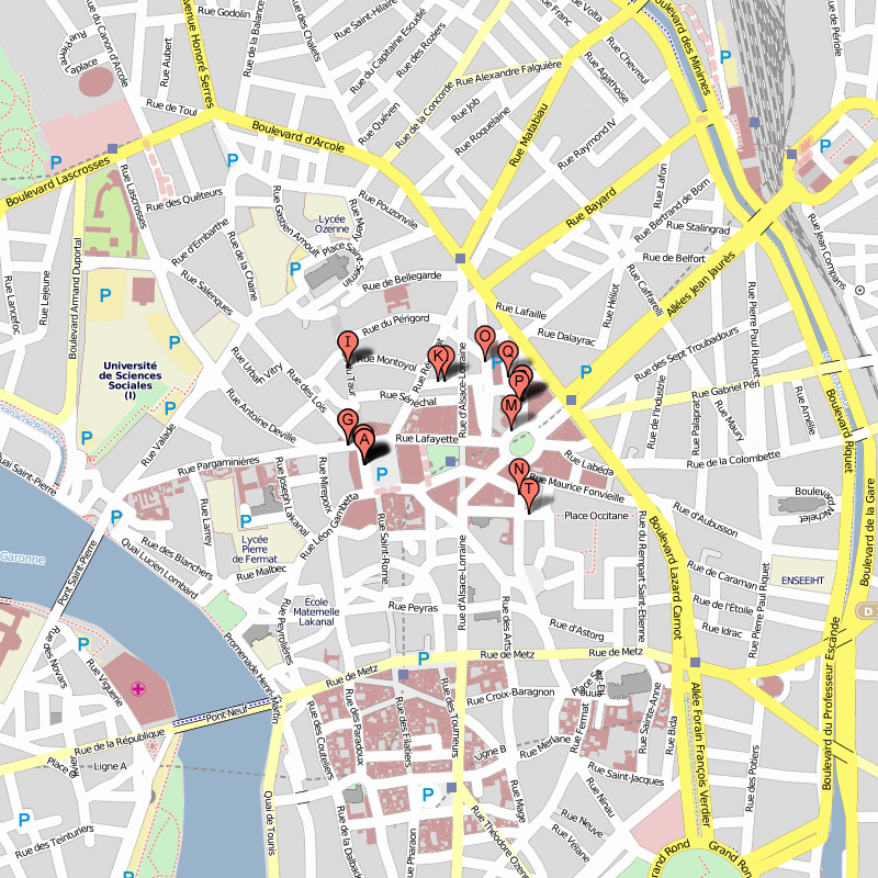 Toulouse hotels map