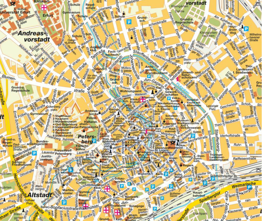 Erfurt city center map