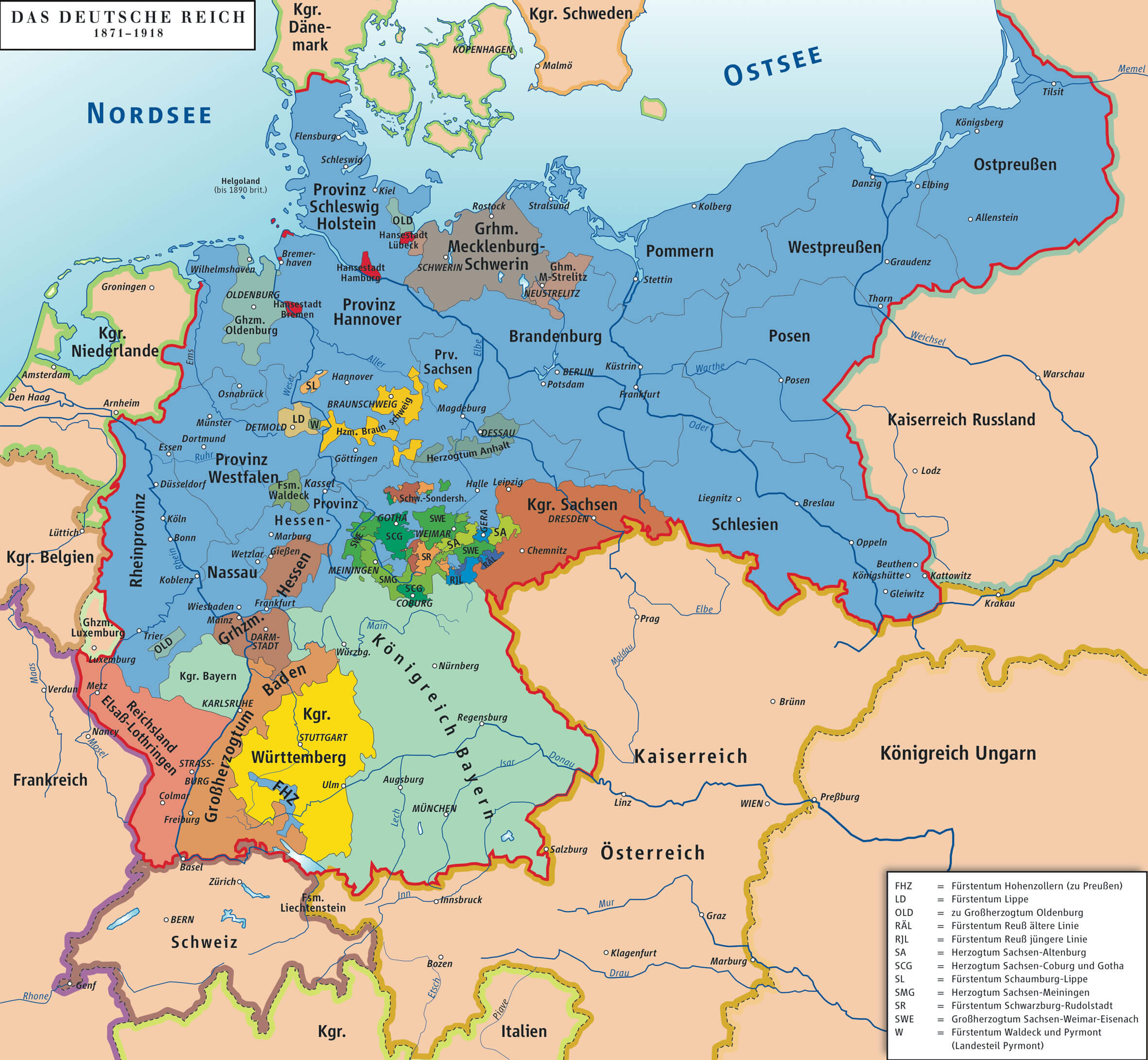 German empire Map 1871 1918