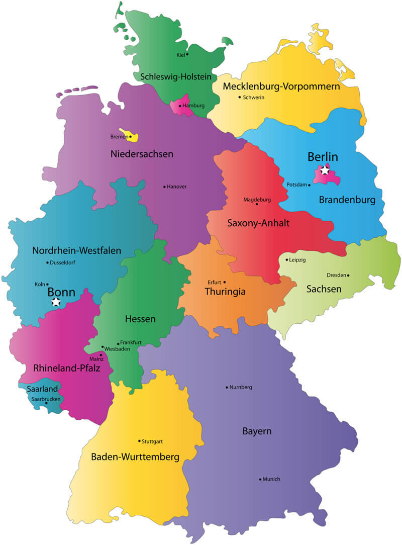 Provinces Map of Germany