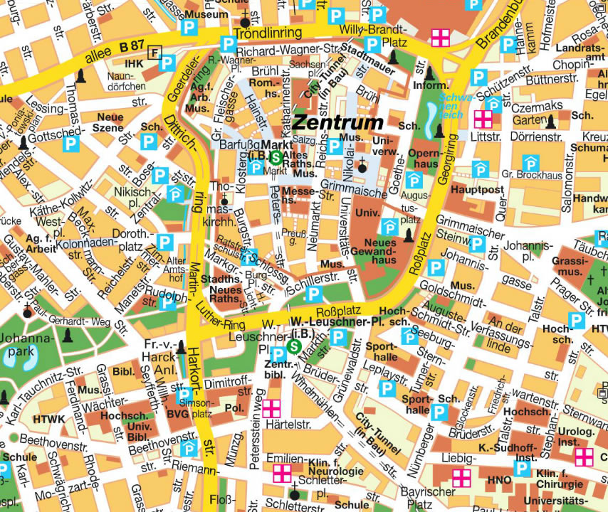 Leipzig city center map