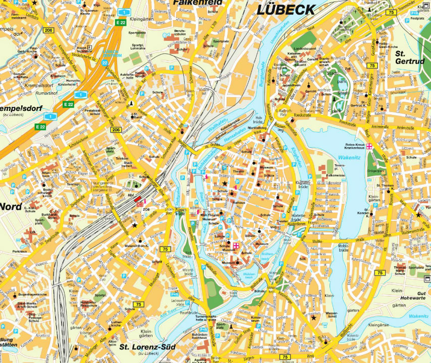 Lubeck city center map