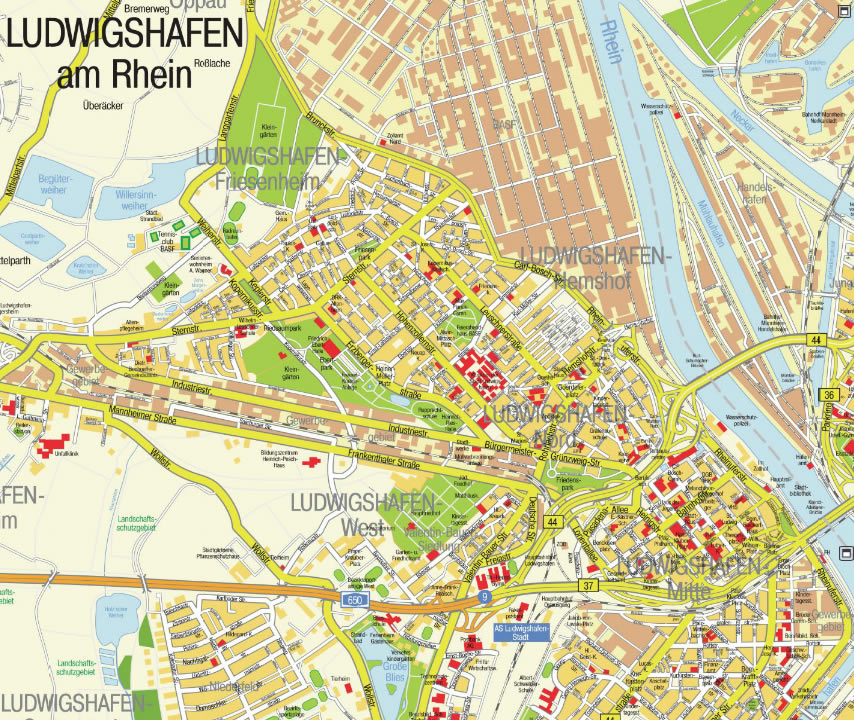 Ludwigshafen city center map