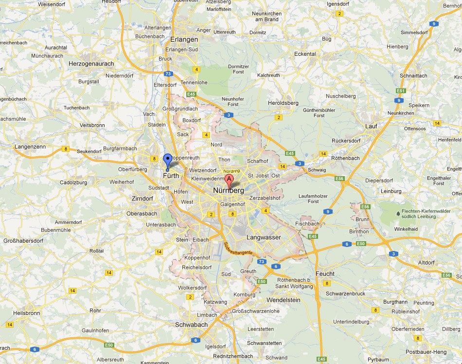 map of Nurnberg