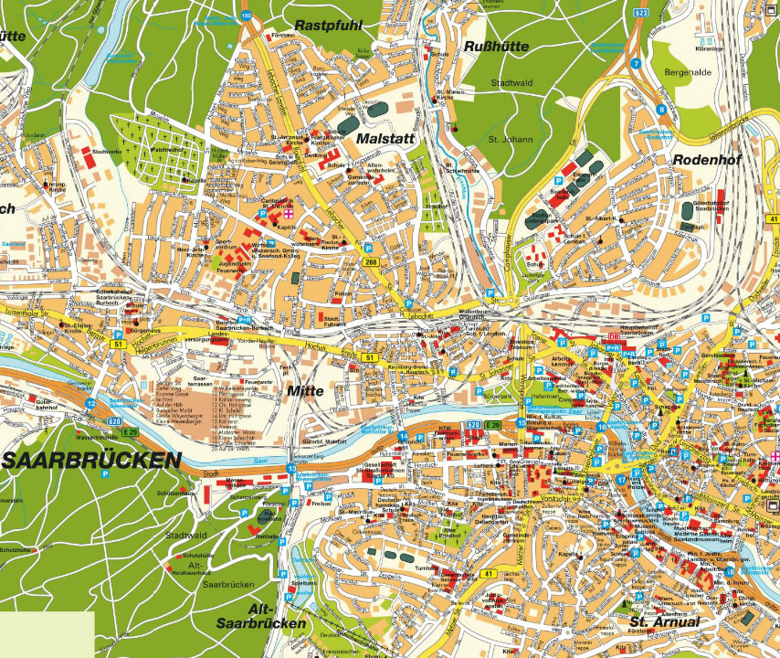 Saarbrucken city center map