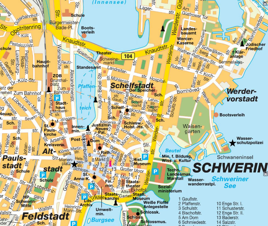 Schwerin city center map