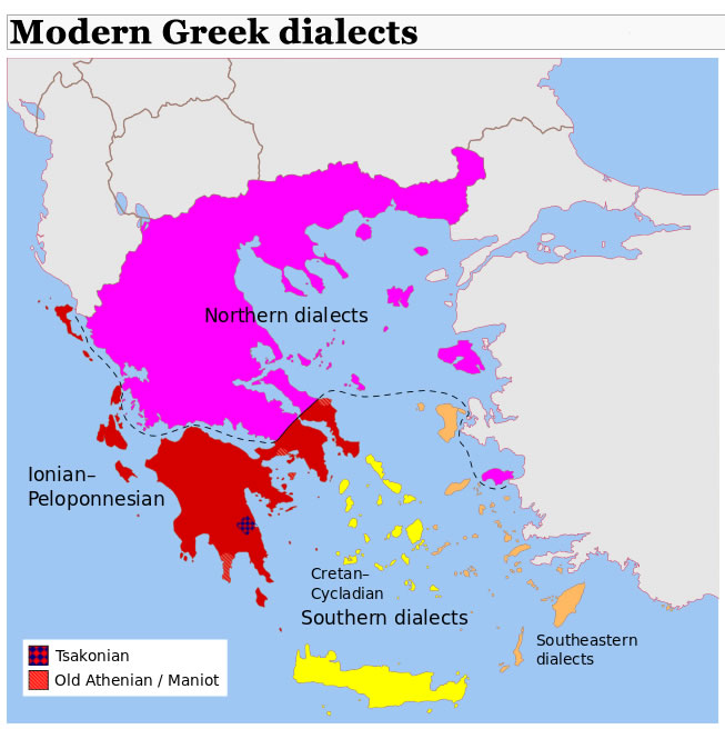 Modern Greek Dialects Map