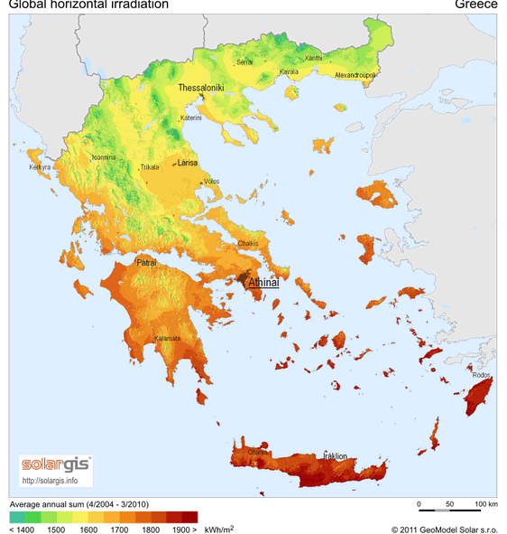Solar Radiation Map Greece