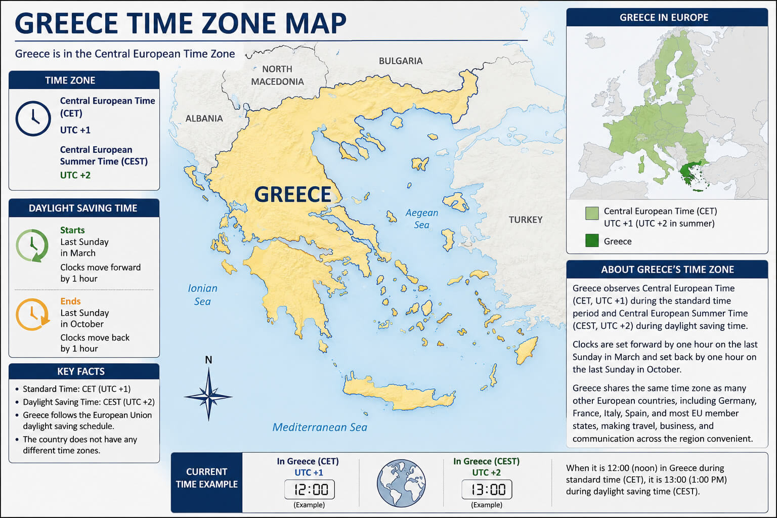Greece time zone map