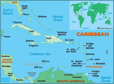 grenada map caribbean
