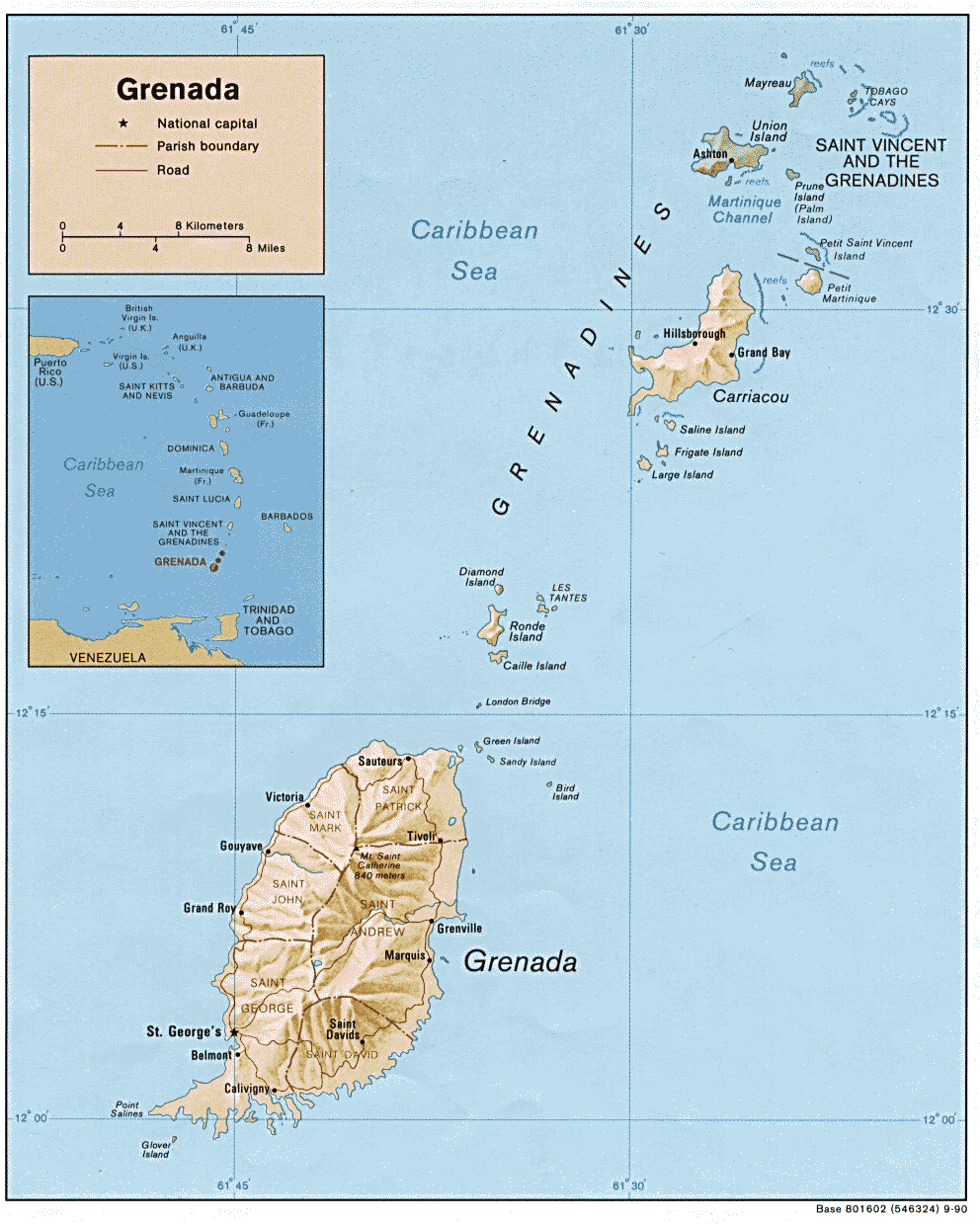 Relief Map of Grenada
