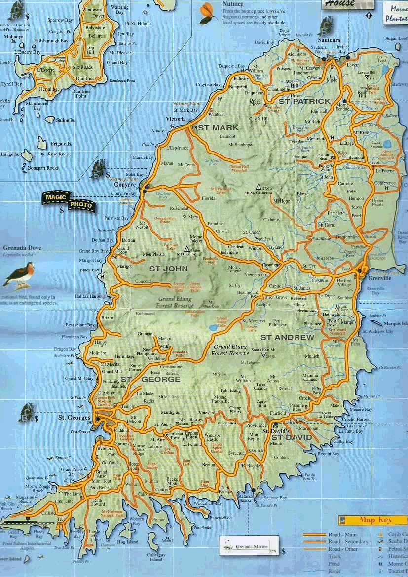 Road Map of Grenada