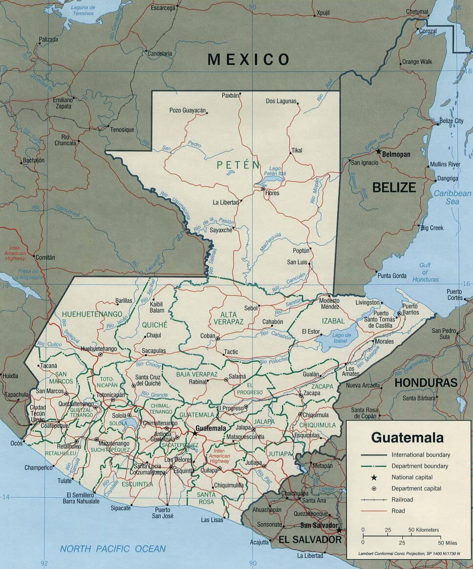 Guatemala Municipality Political Map 2000