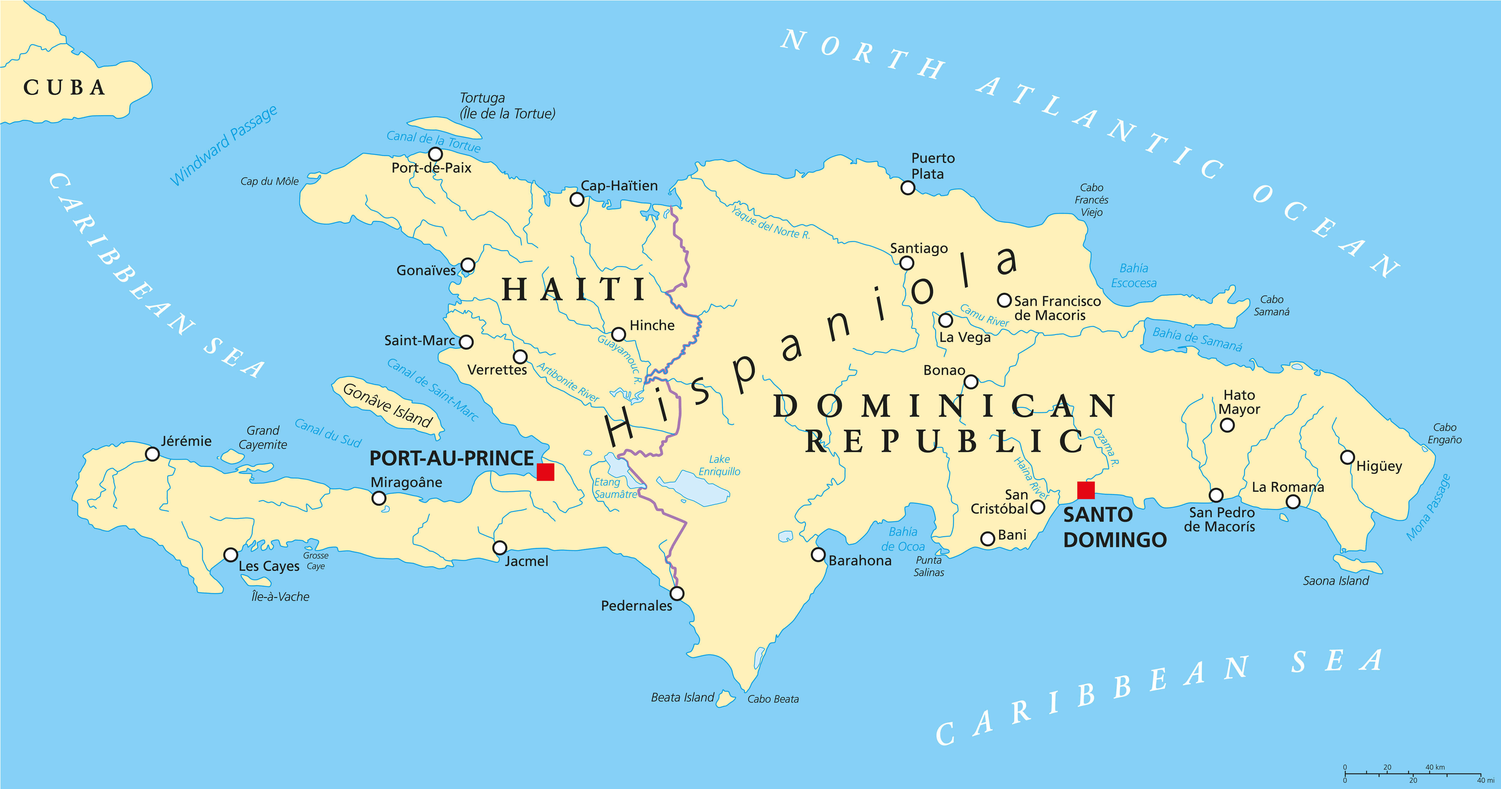political map haiti dominican republic