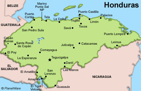 Map Of Honduras Cities Forest Map Of Honduras
