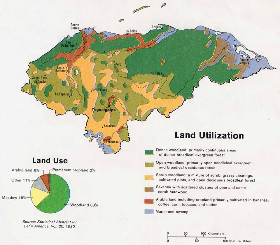 Honduras Land Utilization Vegetation Map 1983