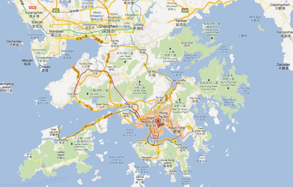 map of Kowloon hong kong