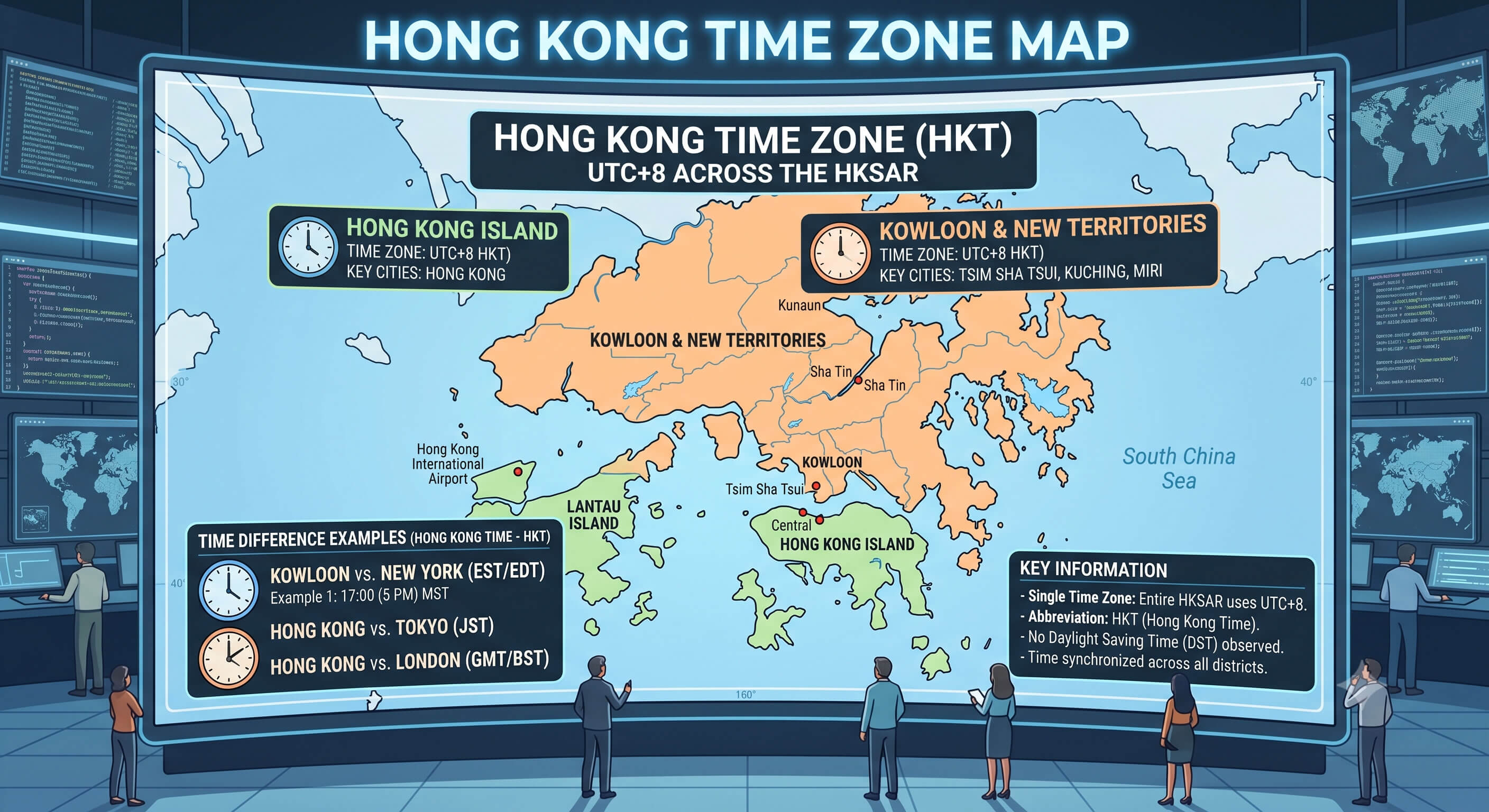 Hong Kong country time zone map