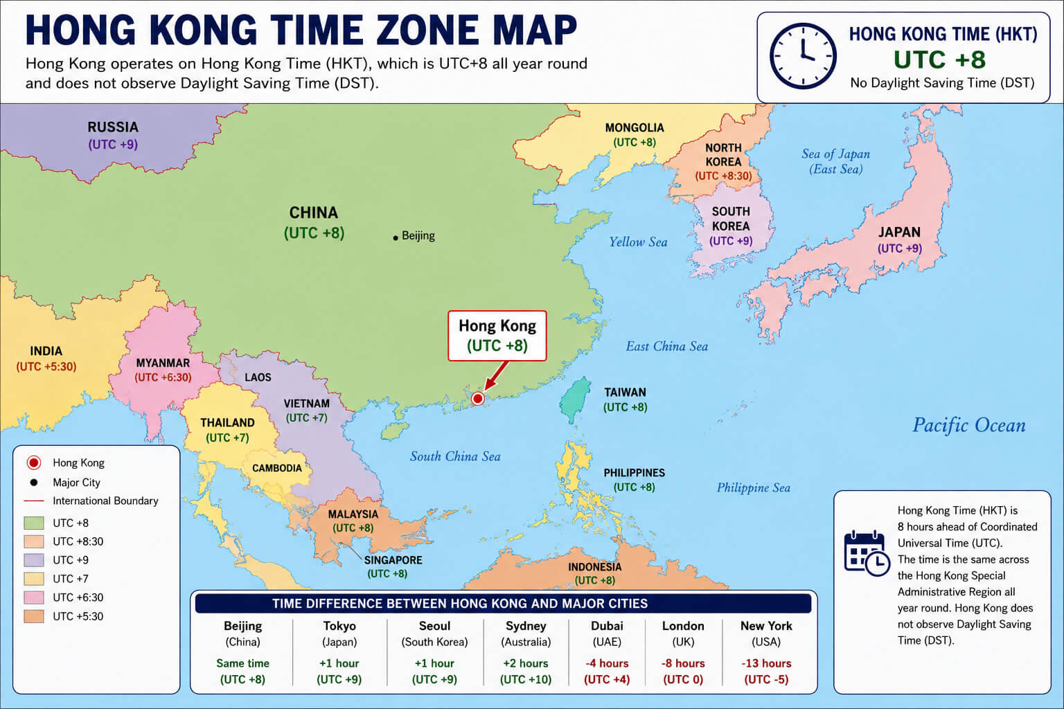 Hong Kong time zone map