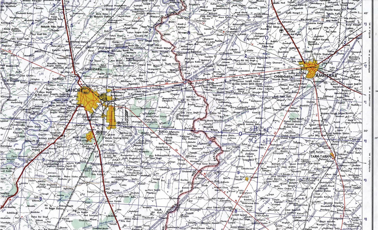 lahore amritsar 1963 map