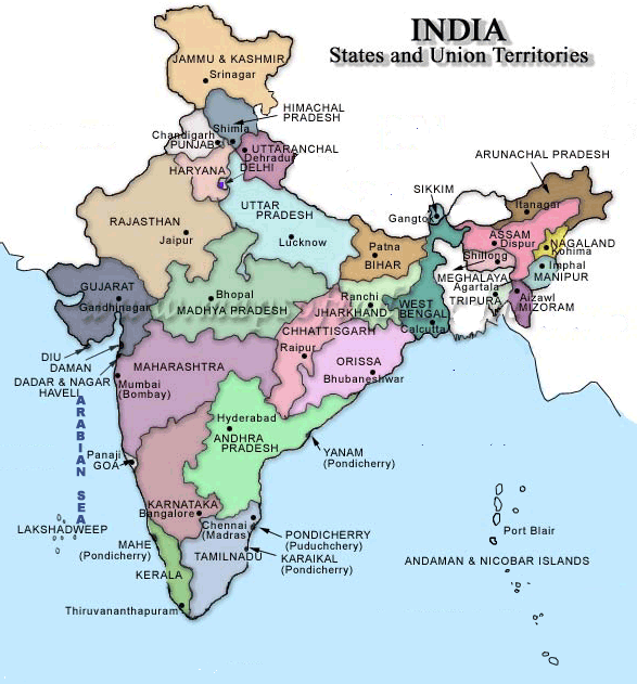 india political map Cochin