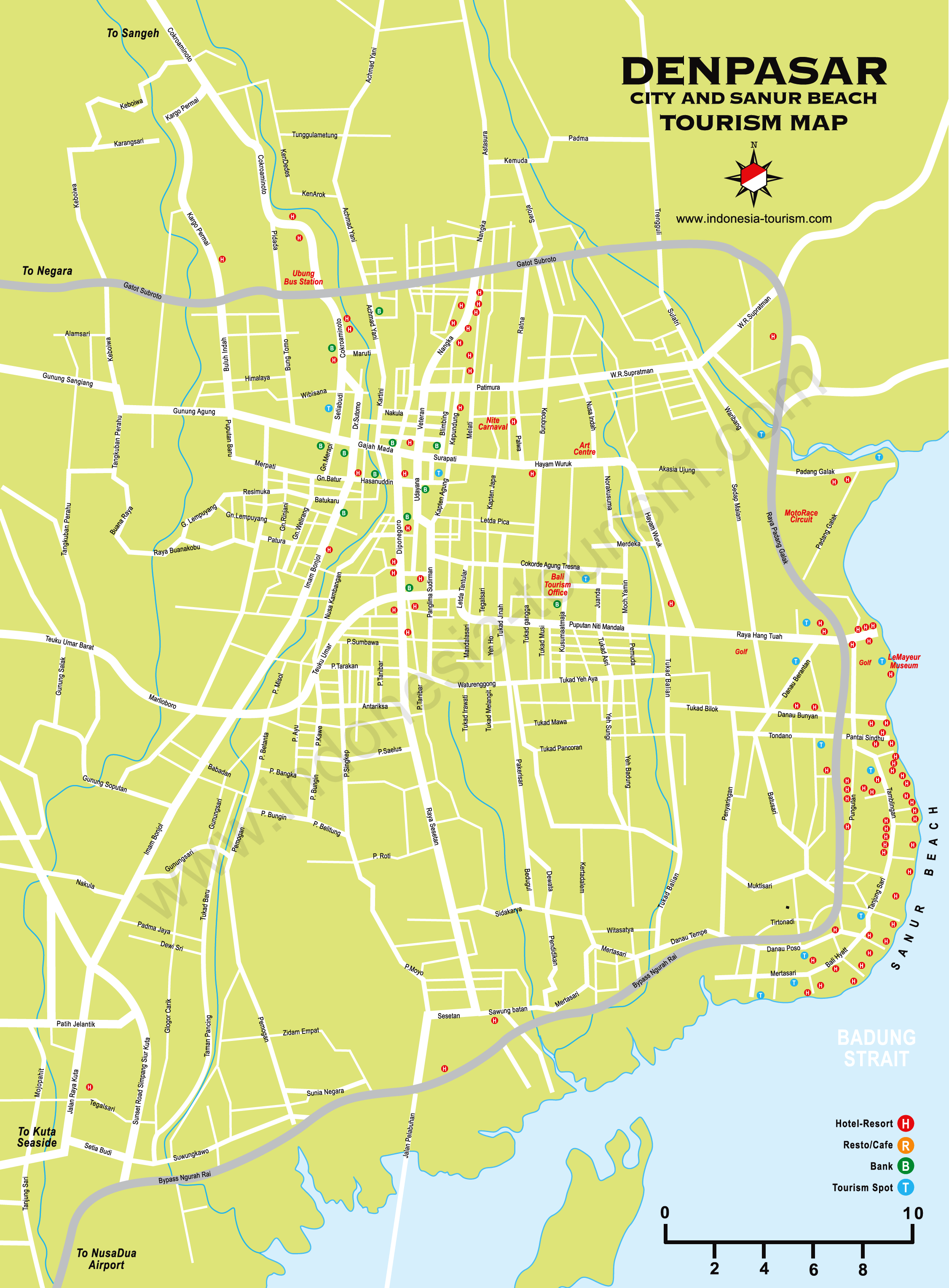 denpasar tourist map