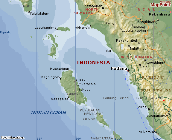 Padang map indonesia