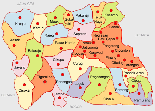 Tangerang districts map