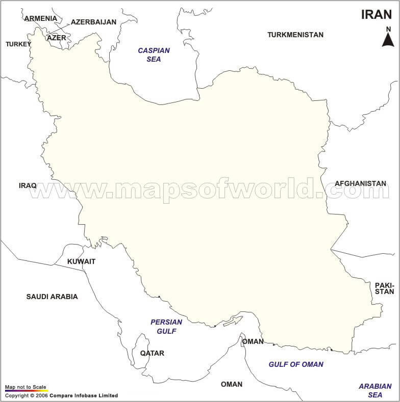 iran outline map
