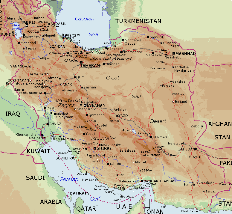 physical map iran