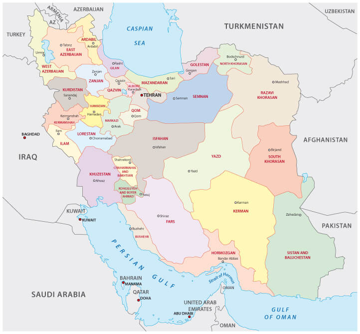 iran administrative map