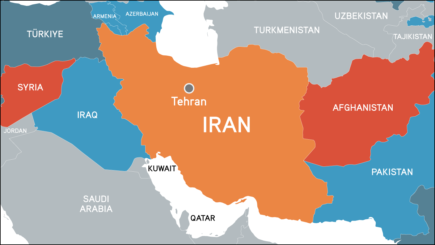 Iran and neighbouring countries map
