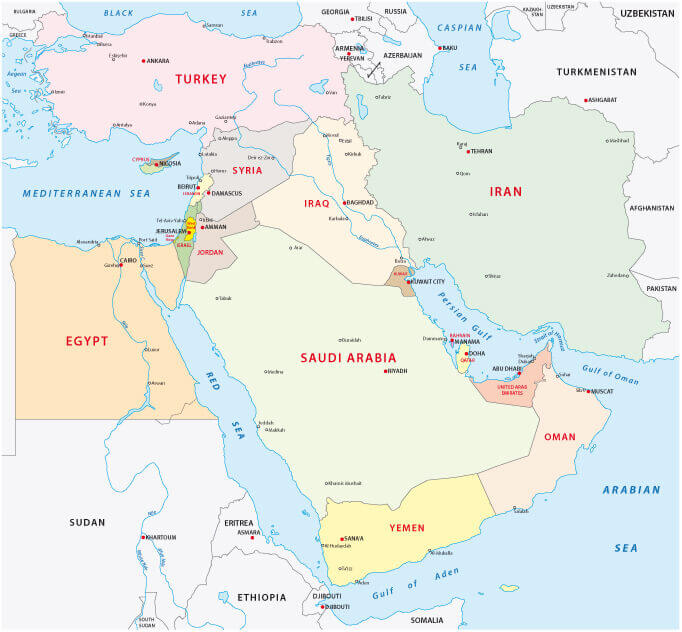 Iran middle east political map