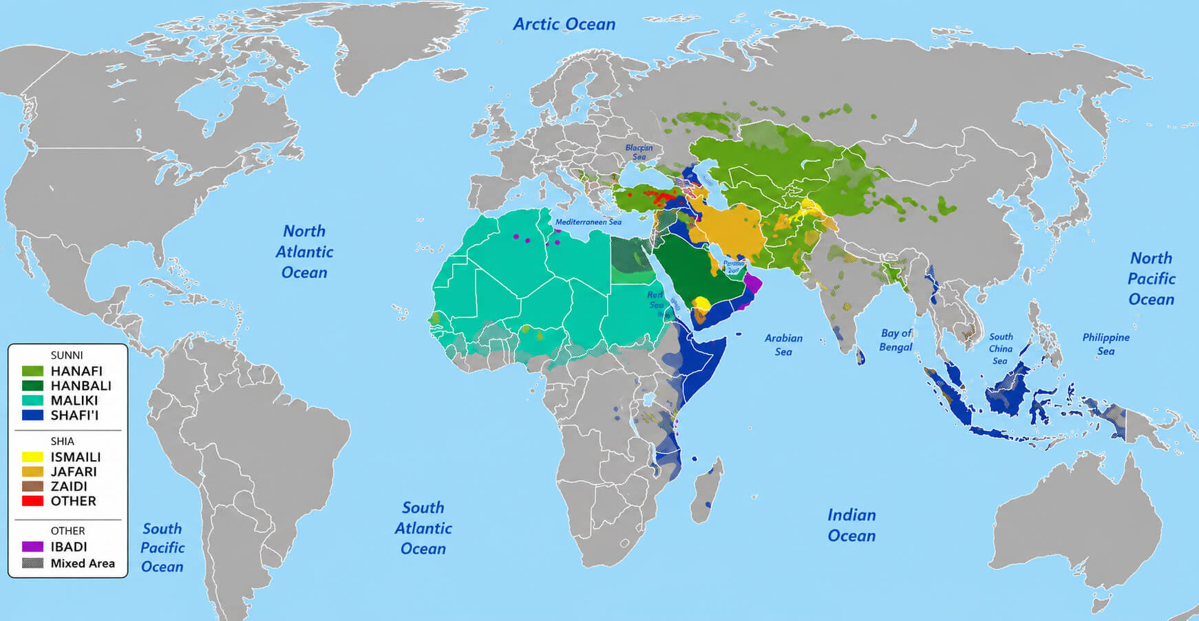Global Shia Muslim population World map