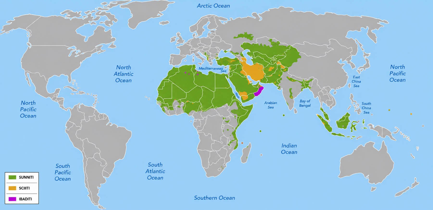 World Shia population distribution map