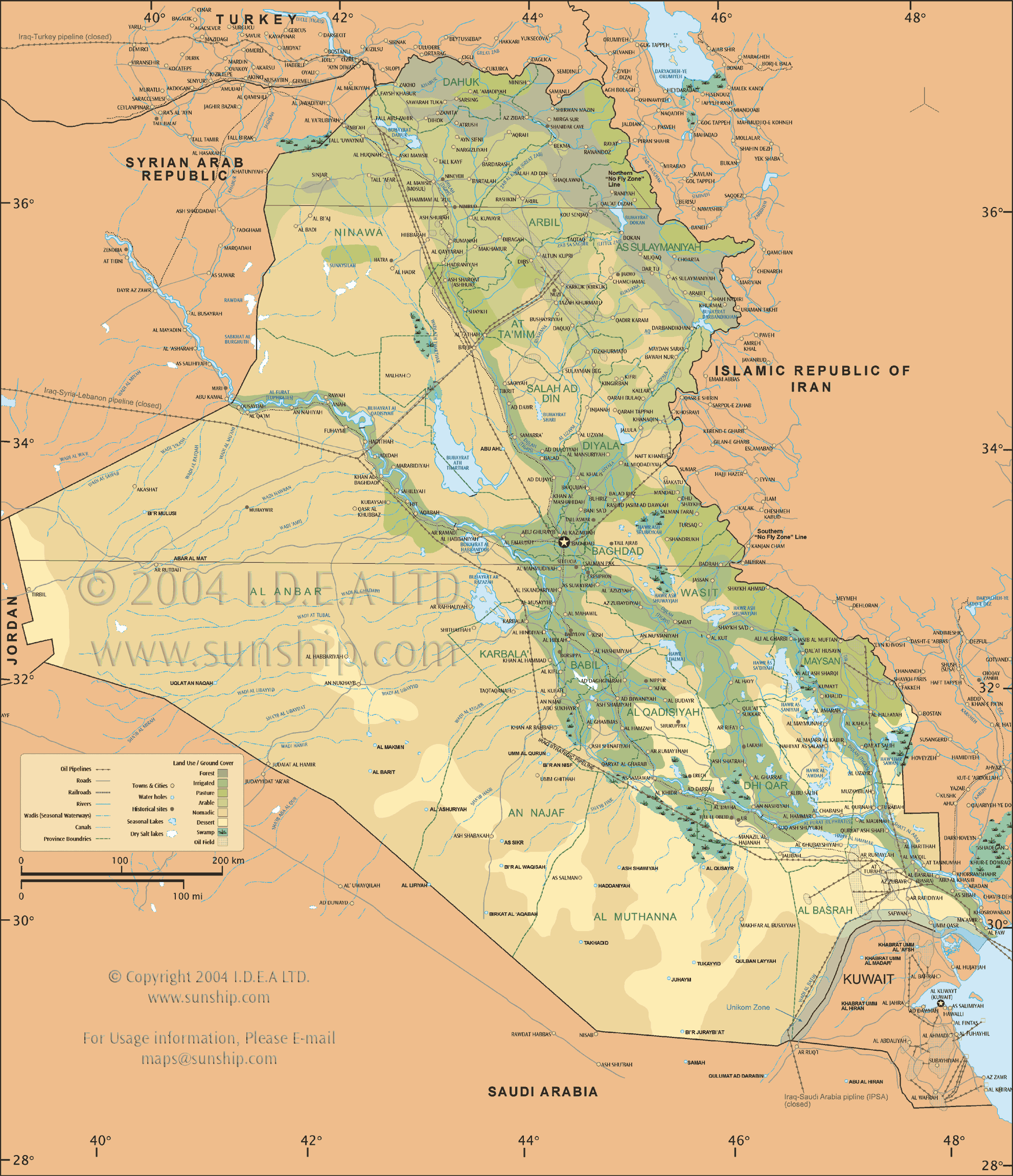 iraq physical map