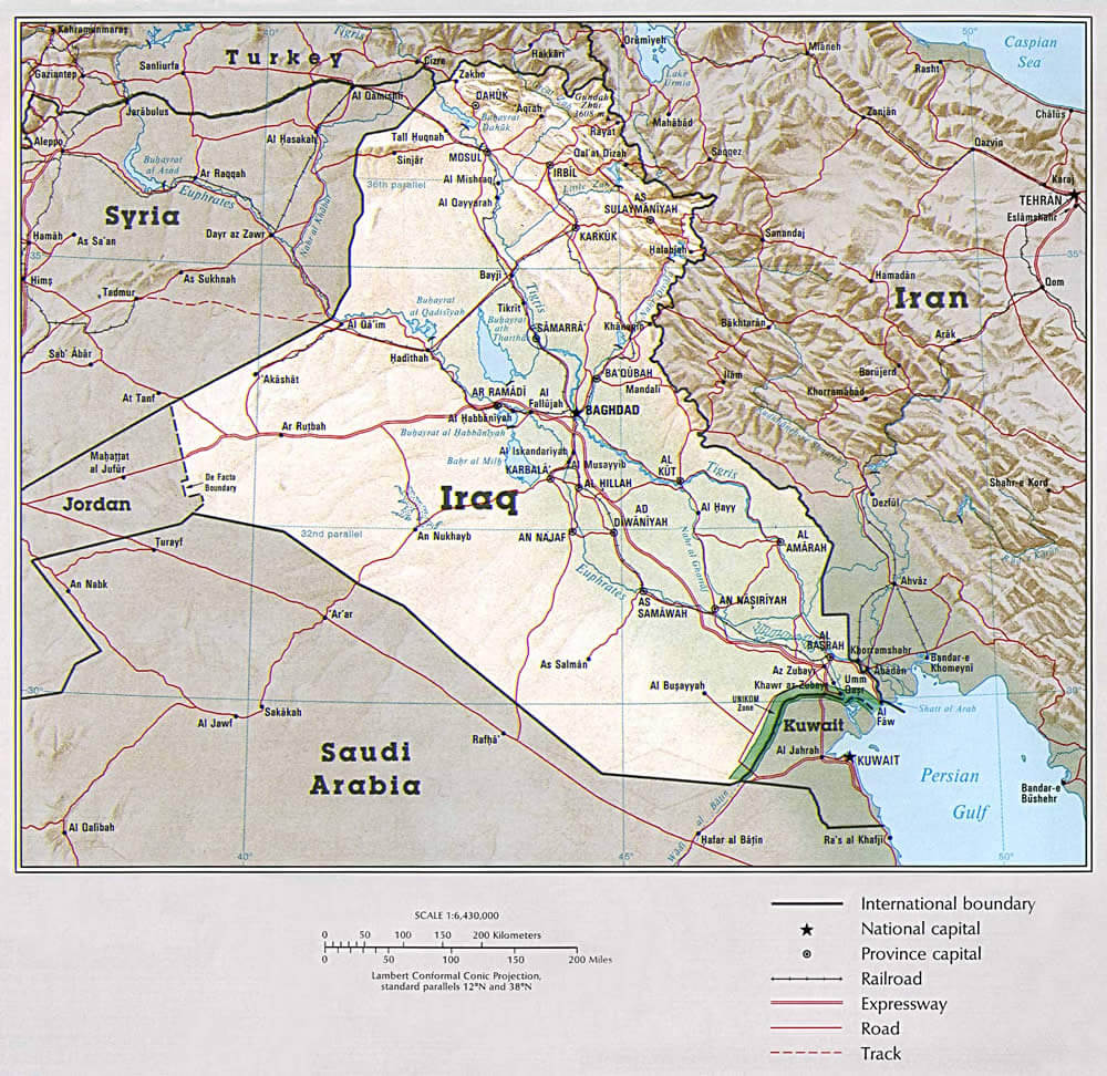 iraq physical map