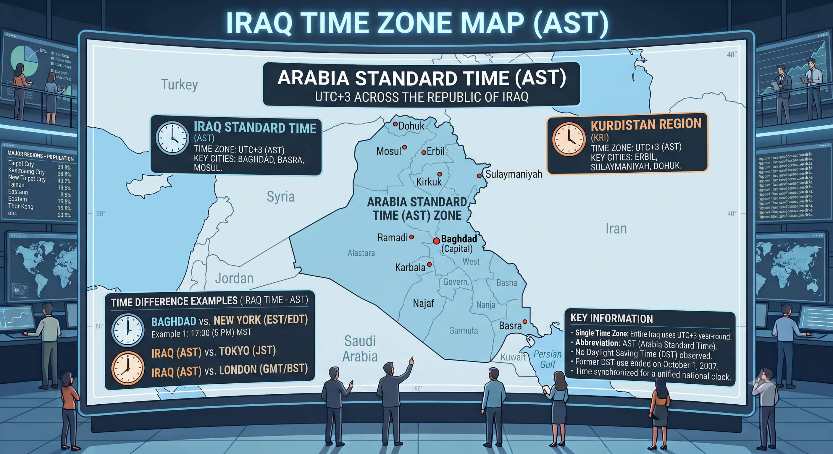 Iraq country time zone map