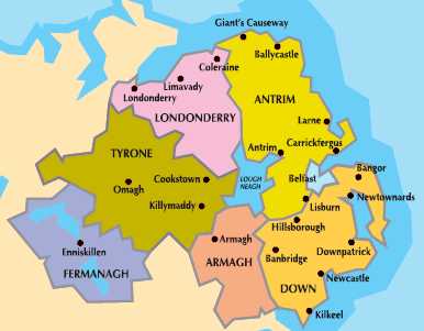 Northern ireland provinces map Belfast