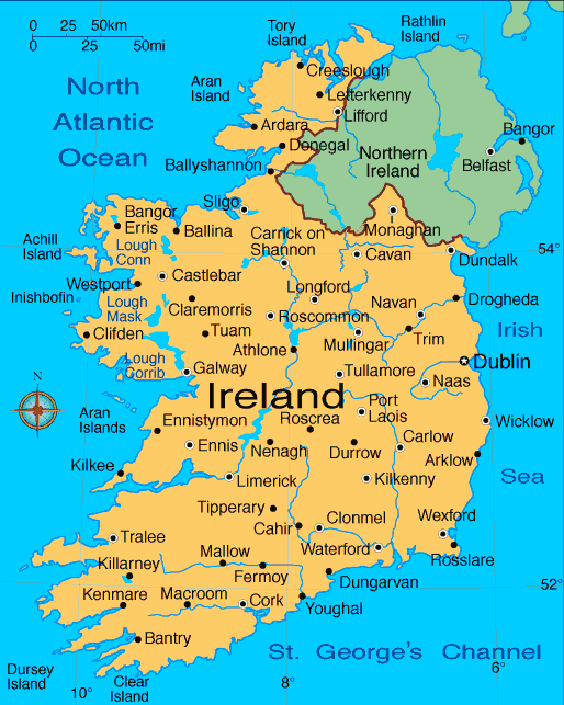 Ireland Major Cities Map