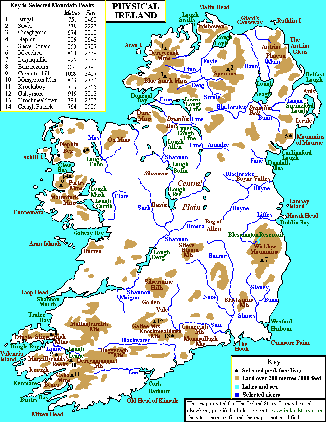 Ireland Physical Map