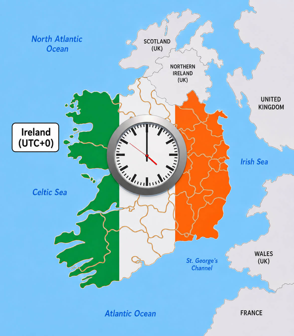 Ireland standard time zone map