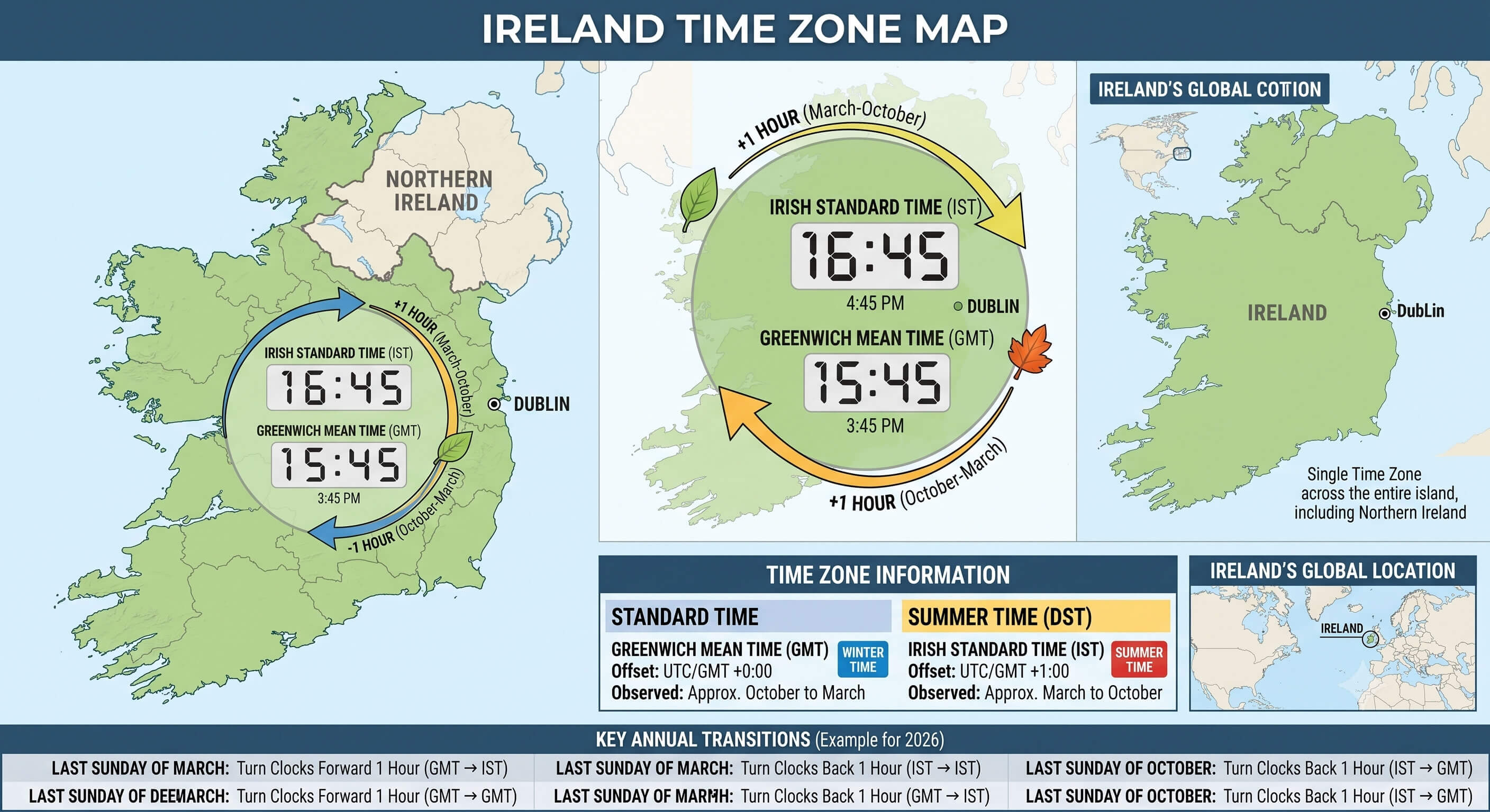 Ireland time zone map