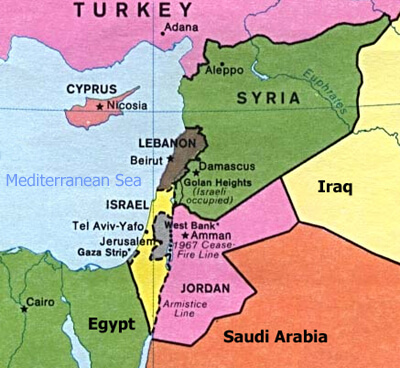 israel lebanon map